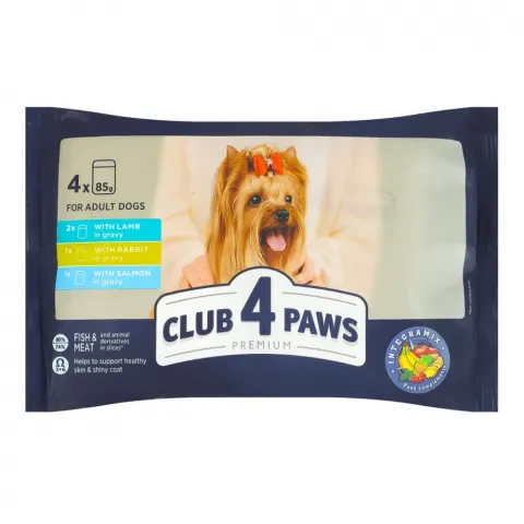 Набір Корм д/собак Клуб 4 лапи 4х85 г ягн+крол+лос в соусі