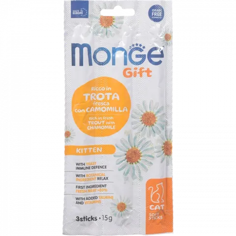 Ласощі д/котів Monge Gift Cat Kitten 15 г форель з ромашкою