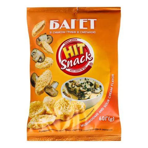 Сухарики Золоте зерно 60 г Багет з грибами та сметаною
