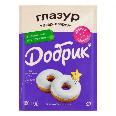Глазур Добрик 100 г Біла з агар-агаром зі смаком ванілі