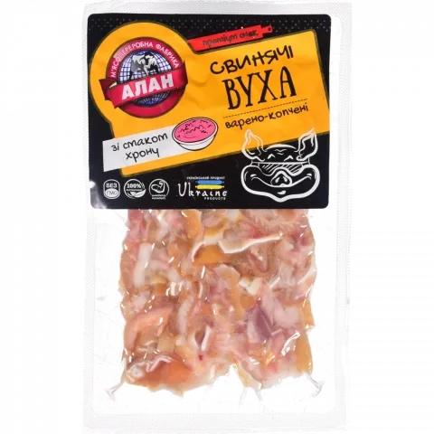 Вуха Алан свинячі зі смаком хрону в/к ваг.