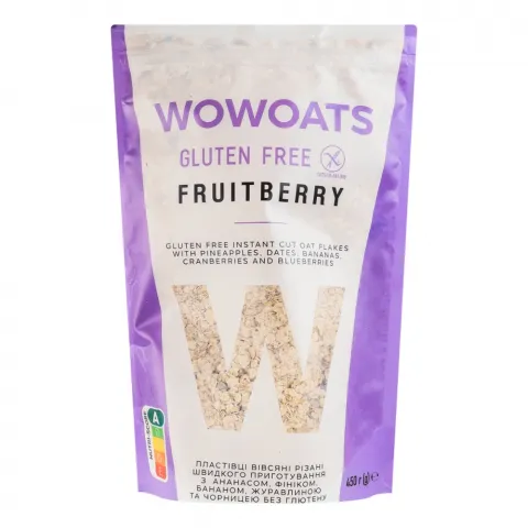 Пластівці Wowoats 450 г вівсяні Fruitberry без глютену