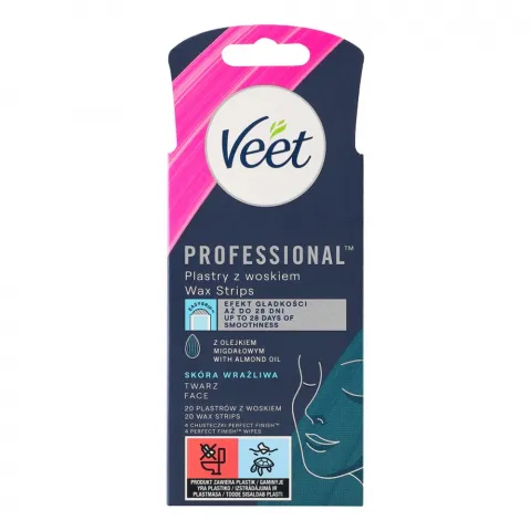 Смужки д/депіляції Veet Professional 20 шт. д/чутливої шкіри обличчя