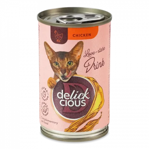 Корм д/котів Delickcious 140 г з/б напій з куркою