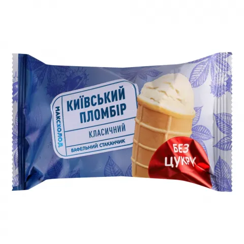 Морозиво Київський пломбір 80 г стак. б/цукру