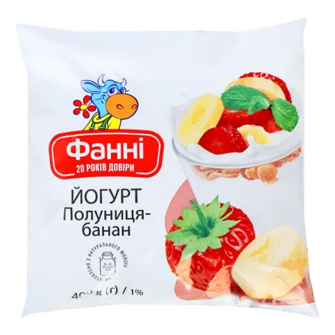 Йогурт Фанні 400 г 1 п/е Полуниця-банан