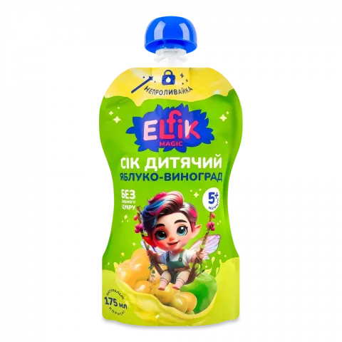 Сік Elfik 175 мл д/пак. яблуко-виноград