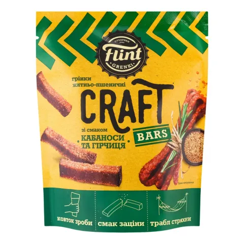 Грінки Flint Craft Grenki пшен.-житні 80/90 г Кабаноси та гірчиця
