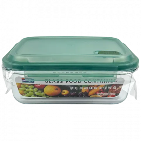 Ємкість пласт. д/кухні прямок. скло кришка аквамарин 1,05 л 1463-34235 И633