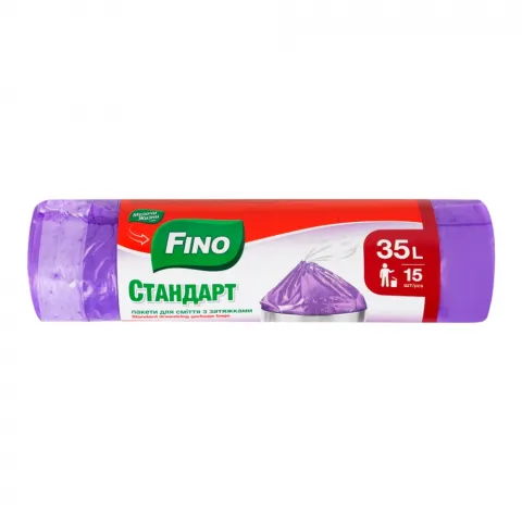 Пакети д/сміття МЖ/FINO 35 л 15 шт. із затяжкою Стандарт 3381/7050