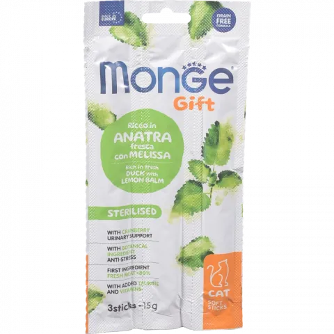 Ласощі д/котів Monge Gift Cat Sterilised 15 г качка з мелісою