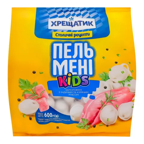 Пельмені Хрещатик 600 г Kids з індичим та курячим мясом