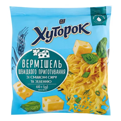 Вермішель Хуторок 60 г зі смаком сиру та зеленні