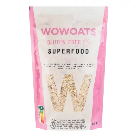 Пластівці Wowoats 450 г вівсяні Superfood без глютену