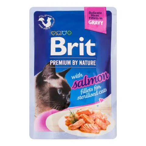 Корм д/стереліз. котів Brit Premium Delicate Fillets in Jelly 85 г філе в соусі з лососем