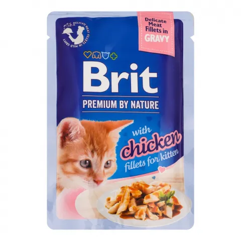 Корм д/кошенят Brit Premium Delicate Fillets in Gravy 85 г філе в соусі курка