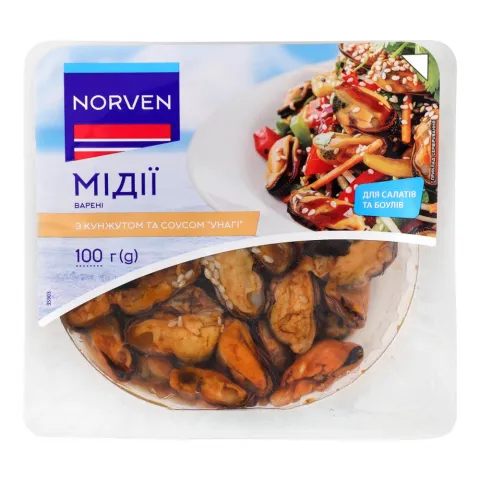 Мідії Norven 100 г з кунжутом та соусом Унагі