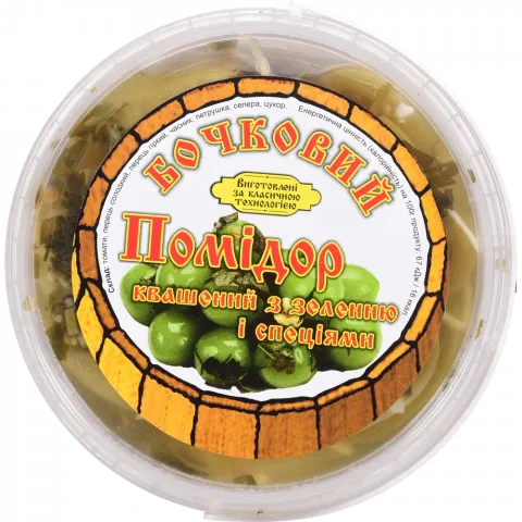 Помідори квашені Діана-М 650 г із зеленню і спеціями