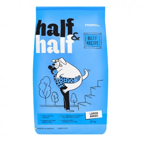 Корм д/собак Half and Half 12 кг вел.пор. з яловичиною