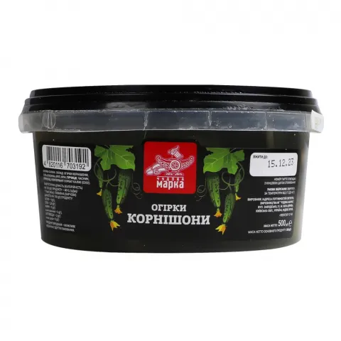 Огірки солені Чудова Марка 500 г корнішони