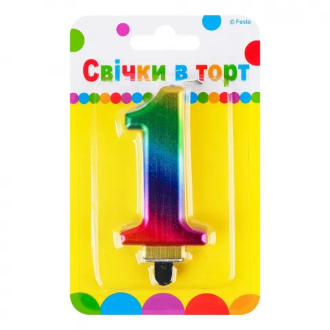 Свічка Party Favors Цифра 1 Кольорова