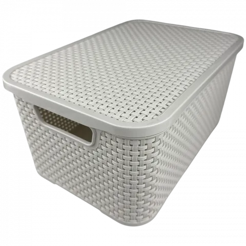 Кошик з кришк. RATTAN Branq 10 л арт.1723 білий И318 (Польща)