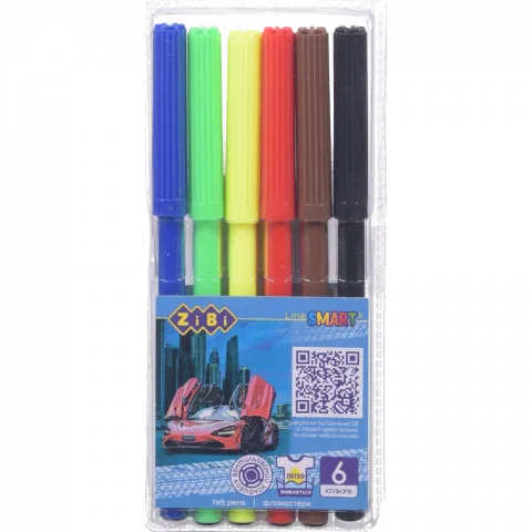 Фломастери Zibi 6 кол.Машинка Smart Line ZB.2810