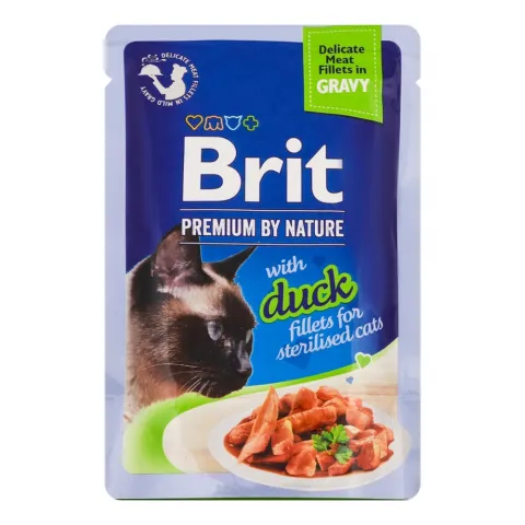 Корм д/стереліз. котів Brit Premium Delicate Fillets in Gravy 85 г філе в соусі з качкою
